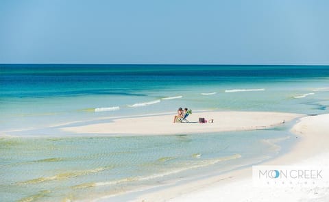 Beach nearby, sun loungers