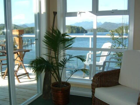 The view from the living room looking out over the harbor toward Meares Island.