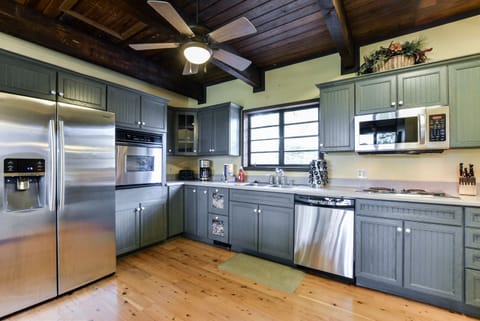 Spacious kitchen with stainless appliances