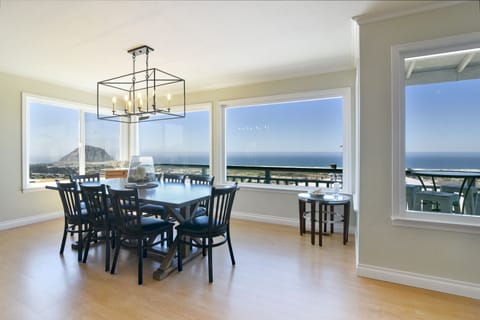 Dining area with panoramic ocean views.