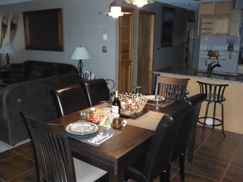 New dinning table with wine and Snacks