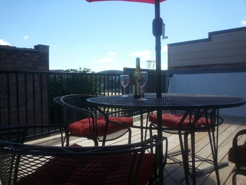 The rooftop deck is a great place to relax and wind down.