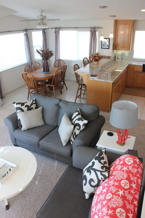 Open Living, Dining and Kitchen Area.