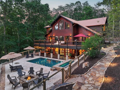 A heated pool, a waterfall pool