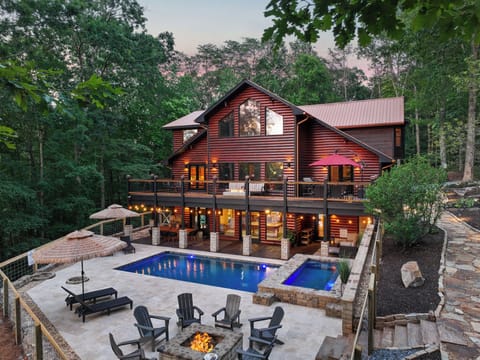 A heated pool, a waterfall pool