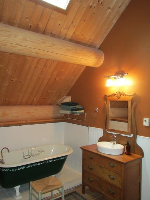 Upstairs bathroom with tub and separate shower stall