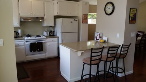 Kitchen flows seamlessly into dining area