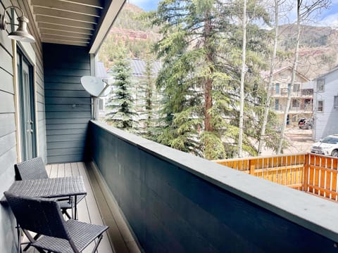 Patio is shared by both bedrooms, perfect for morning coffee views!