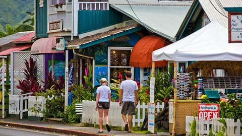 Quaint Hanalei town with its various shops & eateries; just a 5 minute stroll