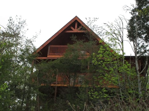 Rear view looking up at the double decks from below