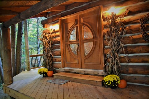 Front door with fall decorations