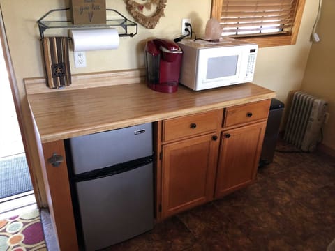 Fridge, microwave, coffee/tea maker