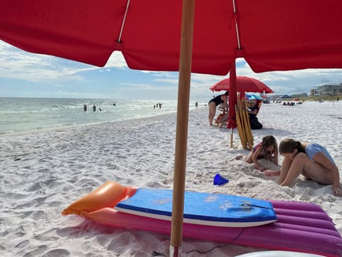 Beach nearby, sun loungers