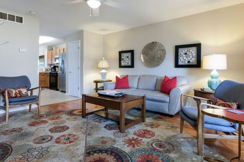 The living area opens up to the kitchen and dining room for easy entertaining!