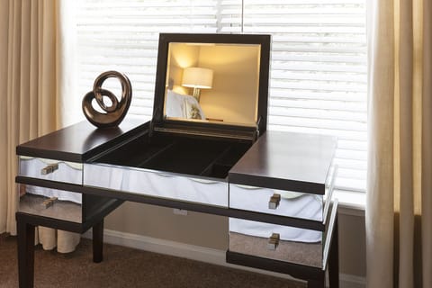 A modern take on an old fashioned dressing table for convenience in the master!