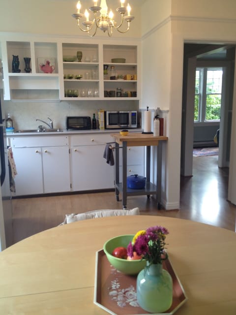 Kitchen with hall on the right to south bedroom 