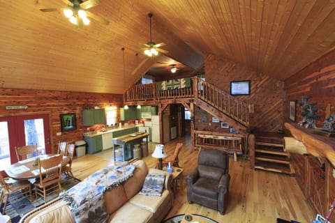 The great room offers a large space for gathering family and friends.