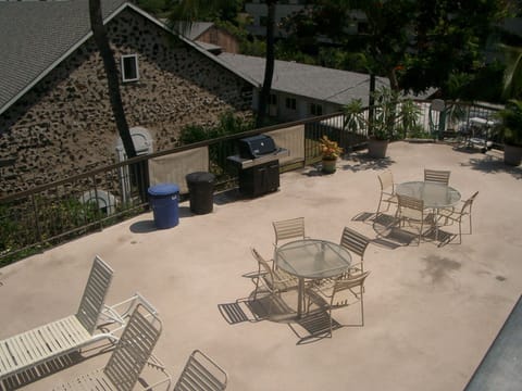 BBQ Deck overlooking the first church built in the Islands