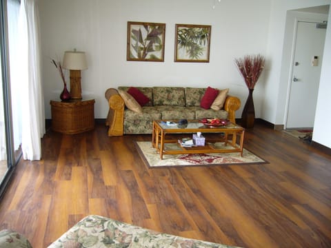 Living room with convertible couch