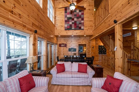 Great Room overlooks beautiful Stone Lake and opens to the 430ft² covered deck