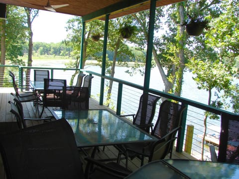 Lodge deck is 12x36 with lots of comfy seating, tables, bar - and awesome views!