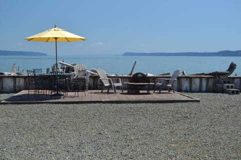 View over Port Susan Bay from patio, deck, kitchen, dining & living rooms