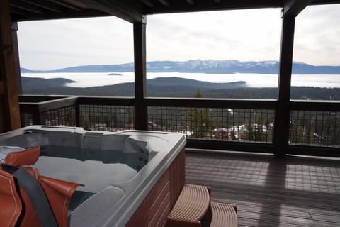 View from the covered hottub at bar level with Stereo etc.