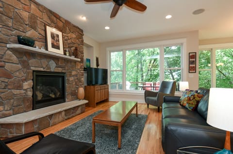 Bright, light-filled great room. Cozy up by the gas fireplace!