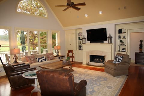 Family Room with Vaulted Ceiling plus Lake and Golf View
