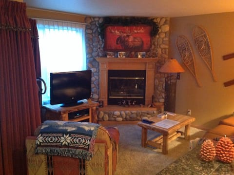 Living room, HGTV, gas fireplace.