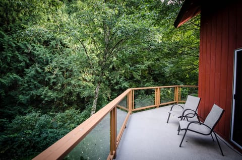Wrap around deck overlooking creek and stunning forest view.