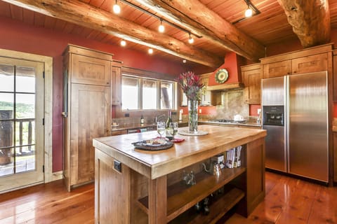 A chef's dream - high end appliances and cookware. Wow!