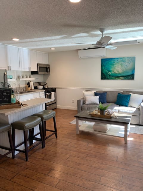 Beachy apartment with coastal decor. 