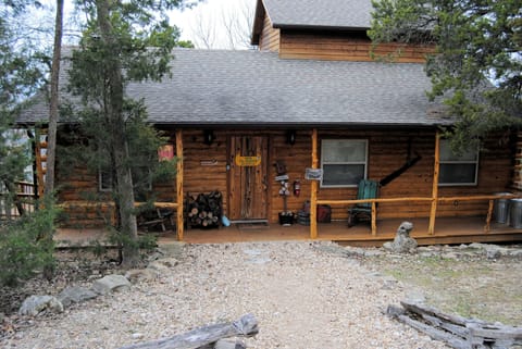 Front view of Cabin 105 from road and parking area