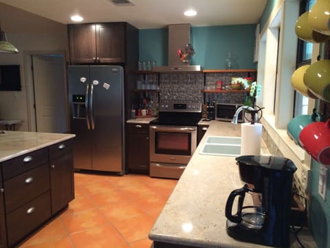 Beautiful renovated kitchen.  Everything you need except food.