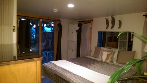 Brockway Lakeview Cabin - 
Master Bedroom,  slider doors to deck & lakeview
