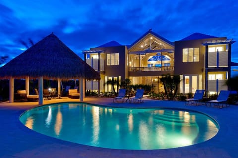 Night time at Windhaven Beach Villas on Long Bay Beach Providenciales vacation
