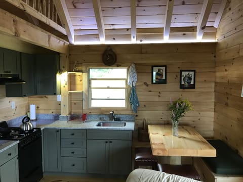 Fridge, oven, stovetop, coffee/tea maker