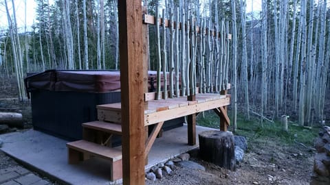 Aspen grove blends with hot tub for doubly immersive experience 