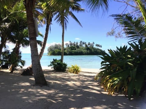 On the beach, sun loungers, beach towels