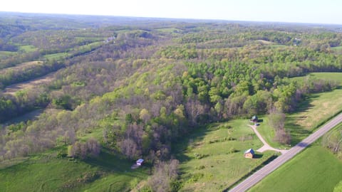 View from a drone. The Cottage and the Cabin at Antler Ridge