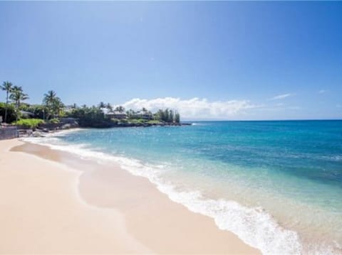 On the beach, sun loungers, beach towels