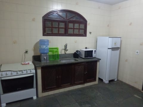 Fridge, microwave, oven, cookware/dishes/utensils