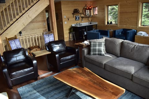 Great room with wet bar and loft.