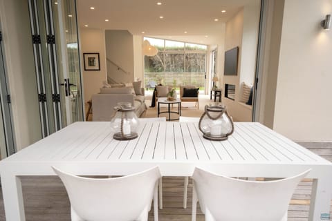 Outside dinning looking in to living