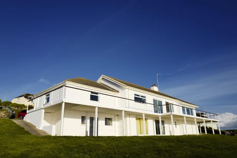 The living area is upstairs, to get the most of the view