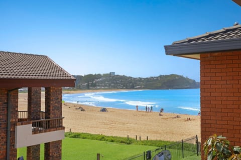 On the beach, sun loungers