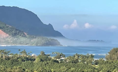 Napali and the bay - Ocean mist from big waves during the winter swells.