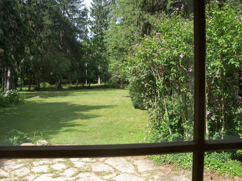 The beautiful view from the dining room into the back yard