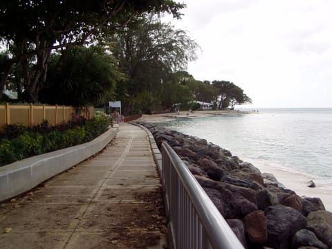 Beach nearby, sun loungers